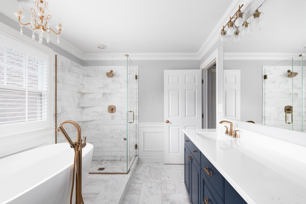 bathroom with soaking tub