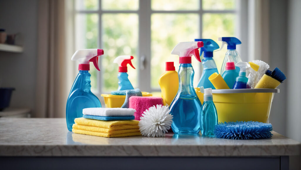 collection of cleaning supplies